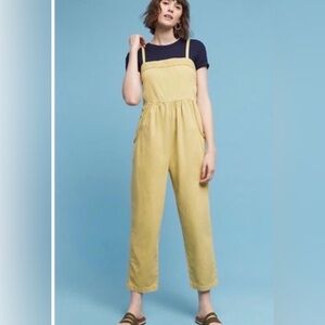 EUC Anthropologie Equinox Postmark Yellow Jumpsuit